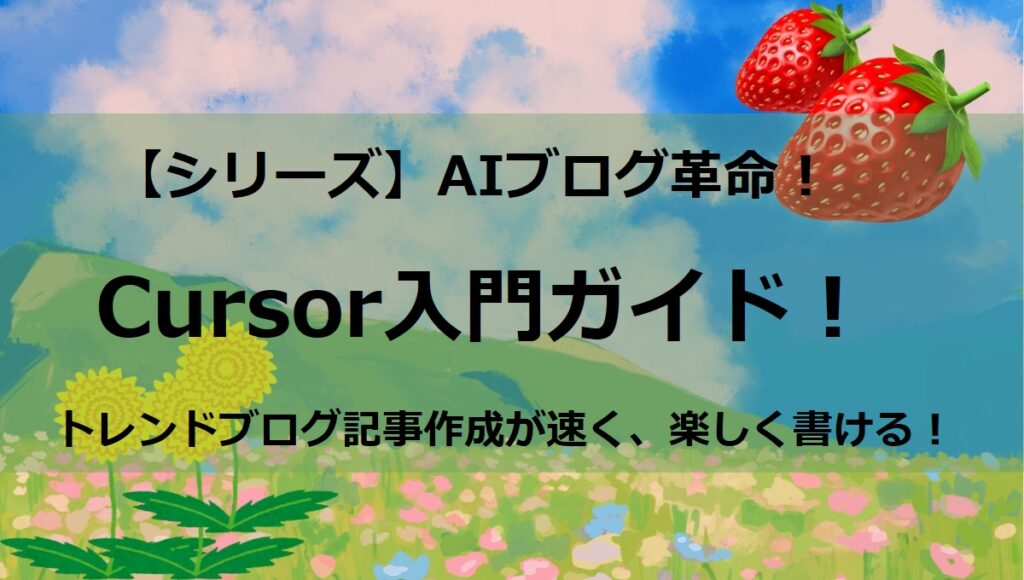 【ｼﾘｰｽﾞ】AIﾌﾞﾛｸﾞ革命ﾂｰﾙ！Cursor入門ｶﾞｲﾄﾞ ～ﾄﾚﾝﾄﾞ記事作成が速く、楽しく書ける～