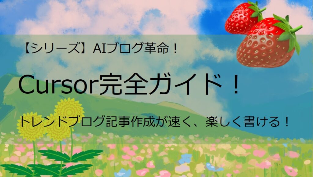【ｼﾘｰｽﾞ】AIﾌﾞﾛｸﾞ革命ﾂｰﾙ！Cursor完全ｶﾞｲﾄﾞ ～ﾄﾚﾝﾄﾞ記事作成が速く、楽しく書ける～