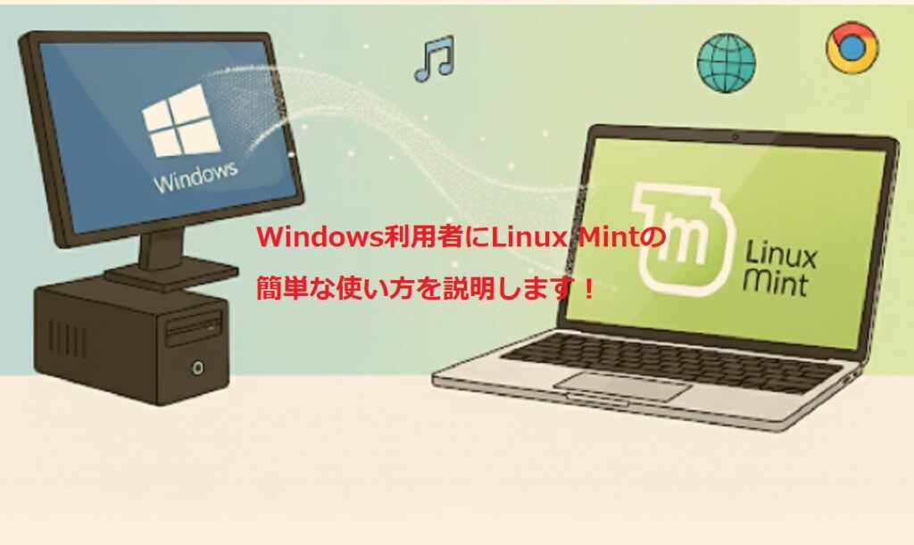 Windowsを使っている人でLinux Mint初心者に簡単な使い方を説明したいと思います。